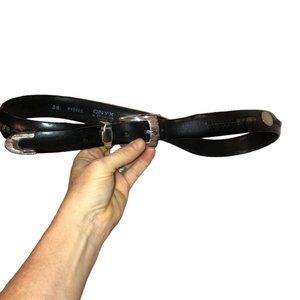 onyx Brighton black leather silver Buffalo Nickel belt 36 40x1.25"